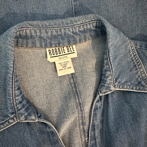 Robbie Bee Vintage 90's 100% Cotton Jean Button Maxi Dress Natural Fibers Boho - Picture 6 of 6